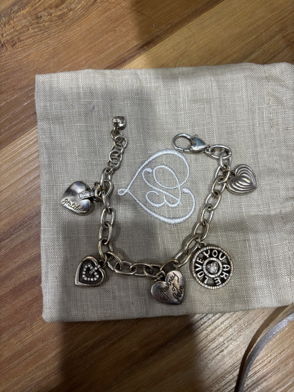 Brighton Silver Heart Charm Bracelet